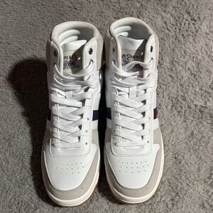 Levi's White and Tan High-Top Sneakers
